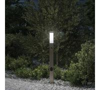 vidaXL Bollard Light with Sensor&Outlet 80 cm Stainless Steel IP44