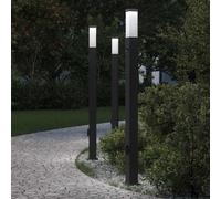 vidaXL Bollard Lights with Sensor&Outlet 3 pcs 110 cm Black IP44