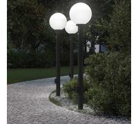 vidaXL Bollard Lights with Sensor&Outlet 3 pcs 120 cm Black IP44