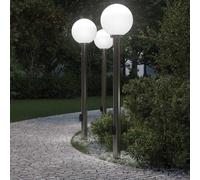 vidaXL Bollard Lights with Sensor&Outlet 3 pcs 120 cm Stainless Steel IP44
