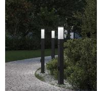vidaXL Bollard Lights with Sensor&Outlet 3 pcs 80 cm Black IP44