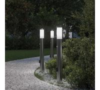 vidaXL Bollard Lights with Sensor&Outlet 3pcs 80 cm Stainless Steel IP44