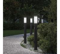 vidaXL Bollard Lights with Sensor&Outlet 3pcs 80 cm Stainless Steel IP44