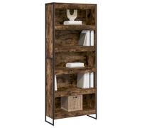 vidaXL Book Cabinet 2 pcs Smoke Oak 80 x 30 x 189.5 cm Engineered Wood, Living Room, Rectangular, Durable Furniture Set with Elegant Design for Modern Spaces, Ideal for Comfort and Style