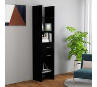 vidaXL Book Cabinet Black Engineered Wood Bookcase Storage Shelf Rack Room