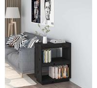 vidaXL Book Cabinet Black 60x35x71 cm Solid Wood Pine