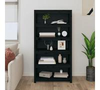 Vidaxl Book Cabinet Black 80X35X154 Cm Solid Wood Pine