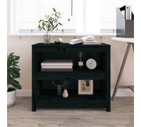 vidaXL Book Cabinet Black 80x35x68 cm Solid Wood Pine UK HOT