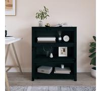 vidaXL Book Cabinet Black 80x35x97 cm Solid Wood Pine
