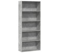 vidaXL 5 Shelf Concrete Grey Bookcase - Size: 189 x 30 x 80cm - Wilko