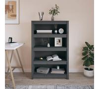 vidaXL Book Cabinet Grey 80x35x126 cm Solid Wood Pine