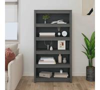 vidaXL Book Cabinet Grey 80x35x154 cm Solid Wood Pine
