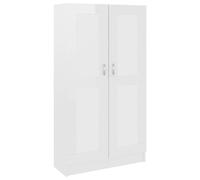 vidaXL Book Cabinet High Gloss White Engineered Wood Storage Rack Sideboard