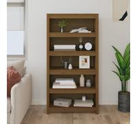vidaXL Book Cabinet Honey Brown 80x35x154 cm Solid Wood Pine