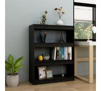 vidaXL Book Cabinet/Room Divider Black 100x30x103 cm Solid Pinewood