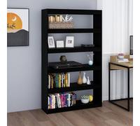 vidaXL Book Cabinet/Room Divider Black 100x30x167.5 cm Solid Pinewood