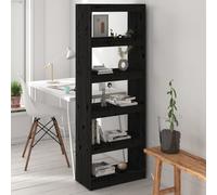 vidaXL Solid Wood Pine Book Cabinet/Room Divider Black Home Organiser Shelf