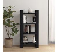 vidaXL Book Cabinet/Room Divider Black 60x35x125 cm Solid Wood