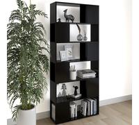 vidaXL Book Cabinet Room Divider Black Chipboard Privacy Screen Side Cabinet