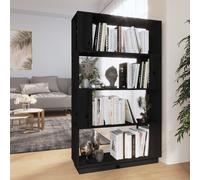 vidaXL Book Cabinet/Room Divider Black 80x25x132 cm Solid Wood Pine UK NEW