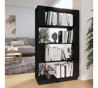 vidaXL Book Cabinet/Room Divider Black 80x25x132 cm Solid Wood Pine UK HOT