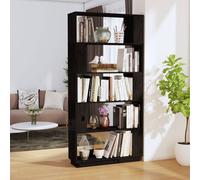Vidaxl Book Cabinet/Room Divider Black 80X25X163.5 Cm Solid Wood Pine