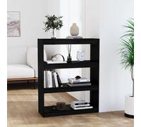 vidaXL Book Cabinet/Room Divider Black 80x30x103.5 cm Solid Wood Pine UK HOT