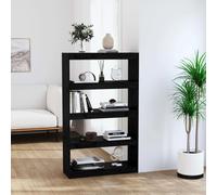 vidaXL Book Cabinet/Room Divider Black 80x30x135.5 cm Solid Wood Pine