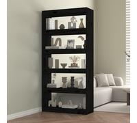 vidaXL Book Cabinet/Room Divider Black 80x30x167.4 cm Solid Wood Pine