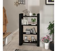 Vidaxl Book Cabinet/Room Divider Black 80X35X125 Cm Solid Wood Pine