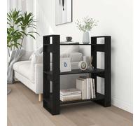 vidaXL Book Cabinet/Room Divider Black 80x35x91 cm Solid Wood Pine UK HOT