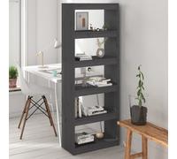 vidaXL Book Cabinet/Room Divider Grey 60x30x167.5 cm Solid Wood Pine