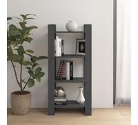 vidaXL Book Cabinet/Room Divider Grey 60x35x125 cm Solid Wood UK NEW