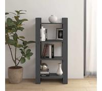 vidaXL Book Cabinet/Room Divider Grey 60x35x125 cm Solid Wood UK HOT