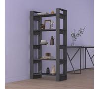 Vidaxl Book Cabinet/room Divider Grey 80X35X160 Cm Solid Wood Book Cabinets