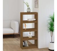 vidaXL Solid Wood Pine Book Cabinet/Room Divider Honey Brown Wooden Furniture