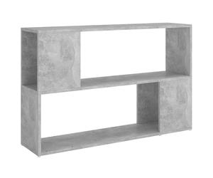 vidaXL Book Cabinet Room Divider Standing Shelf, Concrete Grey Engineered Wood, 100x24x63 cm, 2 Shelves, 809174