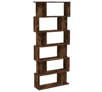 vidaXL Quality Engineered Wood Book Cabinet Smoked Oak, Bookshelf with Spacious Compartments, Room Divider, Easy-to-Clean Surface, Hallway & Living Space Furniture Accessory