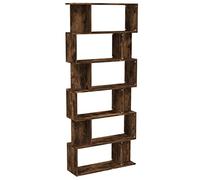 vidaXL Quality Engineered Wood Book Cabinet Smoked Oak, Bookshelf with Spacious Compartments, Room Divider, Easy-to-Clean Surface, Hallway & Living Space Furniture Accessory