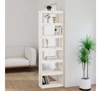 vidaXL Solid Wood Pine Book Cabinet/Room Divider White Wooden Room Partition