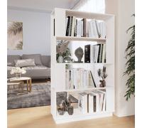 Vidaxl Book Cabinet/Room Divider White 80X25X132 Cm Solid Wood Pine, White