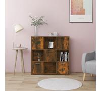 vidaXL Book Cabinet Smoked Oak 90x30x90 cm Engineered Wood