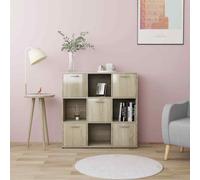 vidaXL Book Cabinet Sonoma Oak 90x30x90 cm Engineered Wood UK HOT