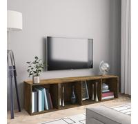 vidaXL Book Cabinet/TV Cabinet Smoked Oak 143x30x36cm Engineered Wood UK HOT