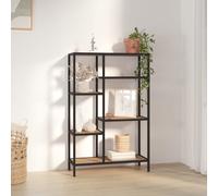 (Light brown and black, 80 x 30 x 120 cm (W x D x H)) vidaXL Book Shelf Bookcase Storage Rack Organiser Steel and Engineered Wood