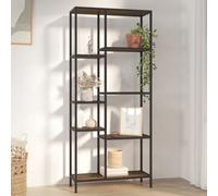 (Dark brown and black, 80 x 30 x 180 cm (W x D x H)) vidaXL Book Shelf Bookcase Storage Rack Organiser Steel and Engineered Wood