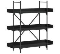 vidaXL Bookcase 3-Tier Bookshelf Storage Cabinet Rack Black Engineered Wood