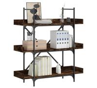 vidaXL Bookcase 3-Tier Bookshelf Storage Cabinet Smoked Oak Engineered Wood
