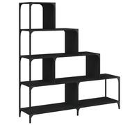 vidaXL Bookcase 4-Stair Bookshelf Cabinet Book Rack Black Engineered Wood