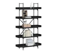 vidaXL Bookcase 5-Tier Bookshelf Storage Cabinet Rack Black Engineered Wood